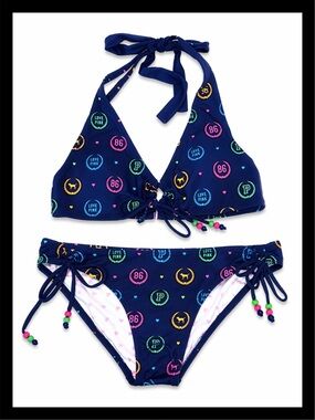 💕ⓅⒾⓃⓀ ⓋⓈ VINTAGE/HTF/RARE 2 Piece Colorful Monogram Bikini💕